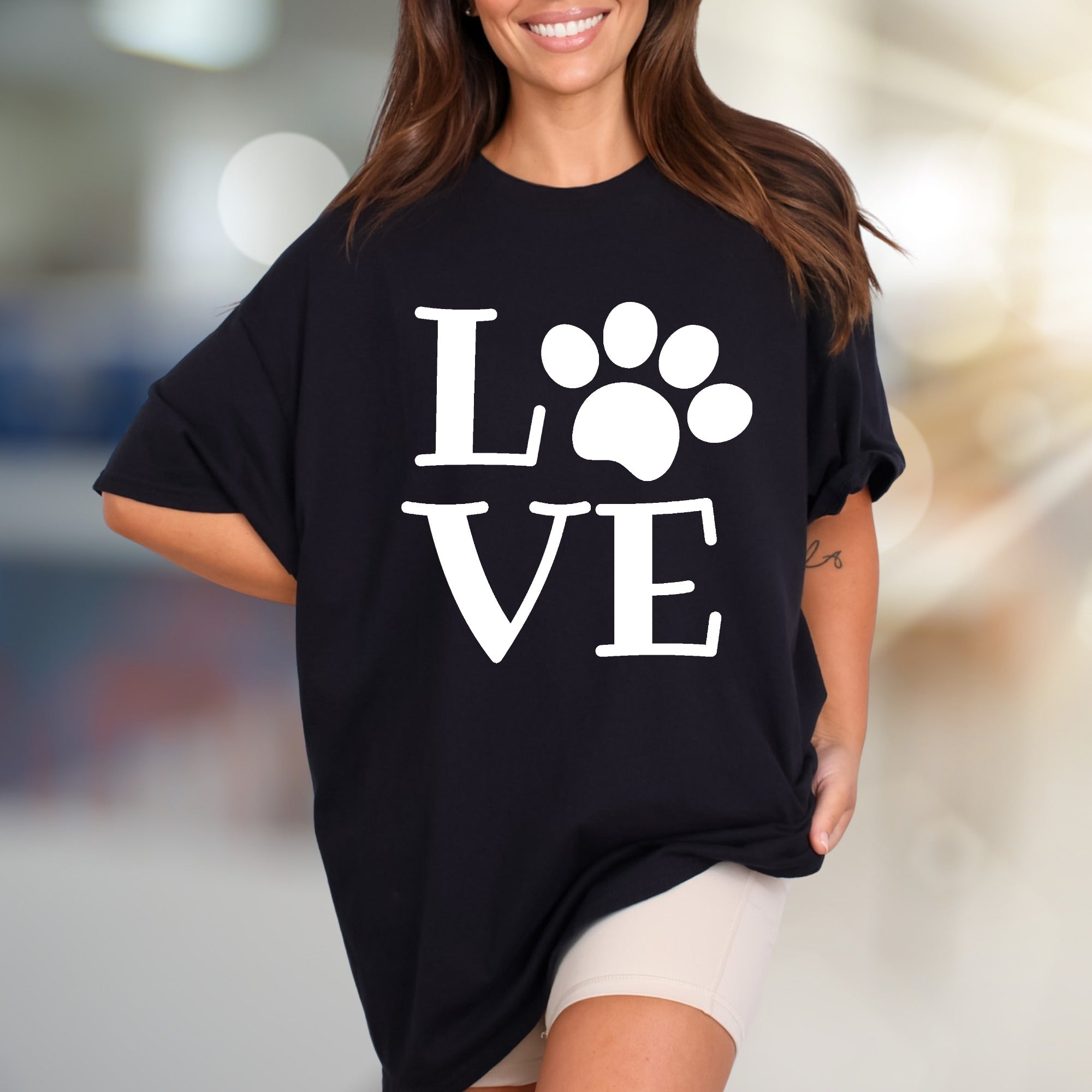"LOVE" Paw Print Aesthetic Graphic Tee, a Pet Lover's Pick for Everyday Wear