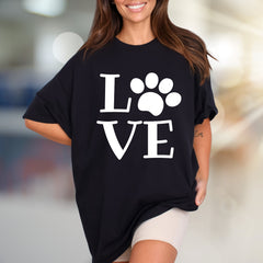 "LOVE" Paw Print Aesthetic Graphic Tee, a Pet Lover's Pick for Everyday Wear