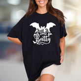 "Just A Little Batty" Halloween Bat Graphic Tee, a Spooky Pick for Festive Fans