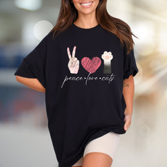 "peace love cats" Graphic Tee, a Feline Fan Pick for Cat Lovers