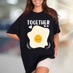 "TOGETHER" Cute Fried Egg Graphic Tee, A Playful Matching Pick for Couples