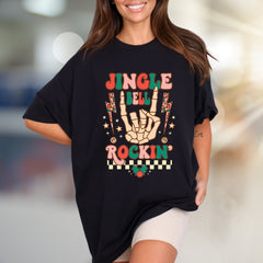 "Jingle Bell Rockin'" Retro Christmas Graphic Tee, a Festive Vibe for Music Lovers