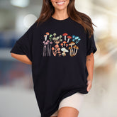 Mushroom Forest Gathering Graphic Tee, A Whimsical Nature Pick for Cottagecore Fans