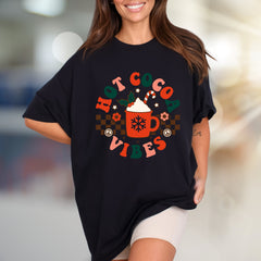 Hot Cocoa Vibes Retro Graphic Tee, a Whimsical Winter Pick for Cozy Souls