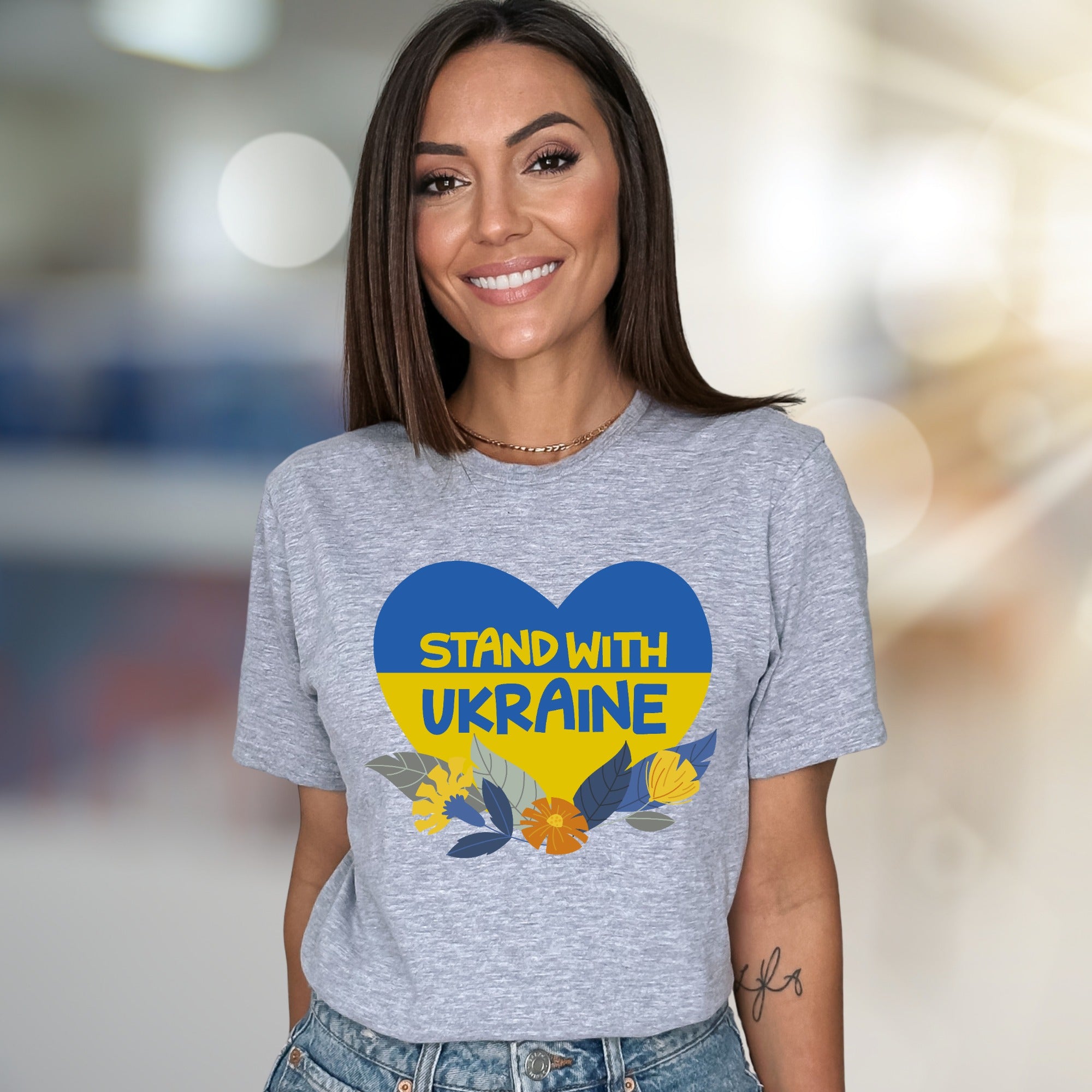 "Stand With Ukraine" Patriot Heart Tee, a Supportive Graphic Pick for Advocates
