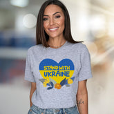 "Stand With Ukraine" Patriot Heart Tee, a Supportive Graphic Pick for Advocates