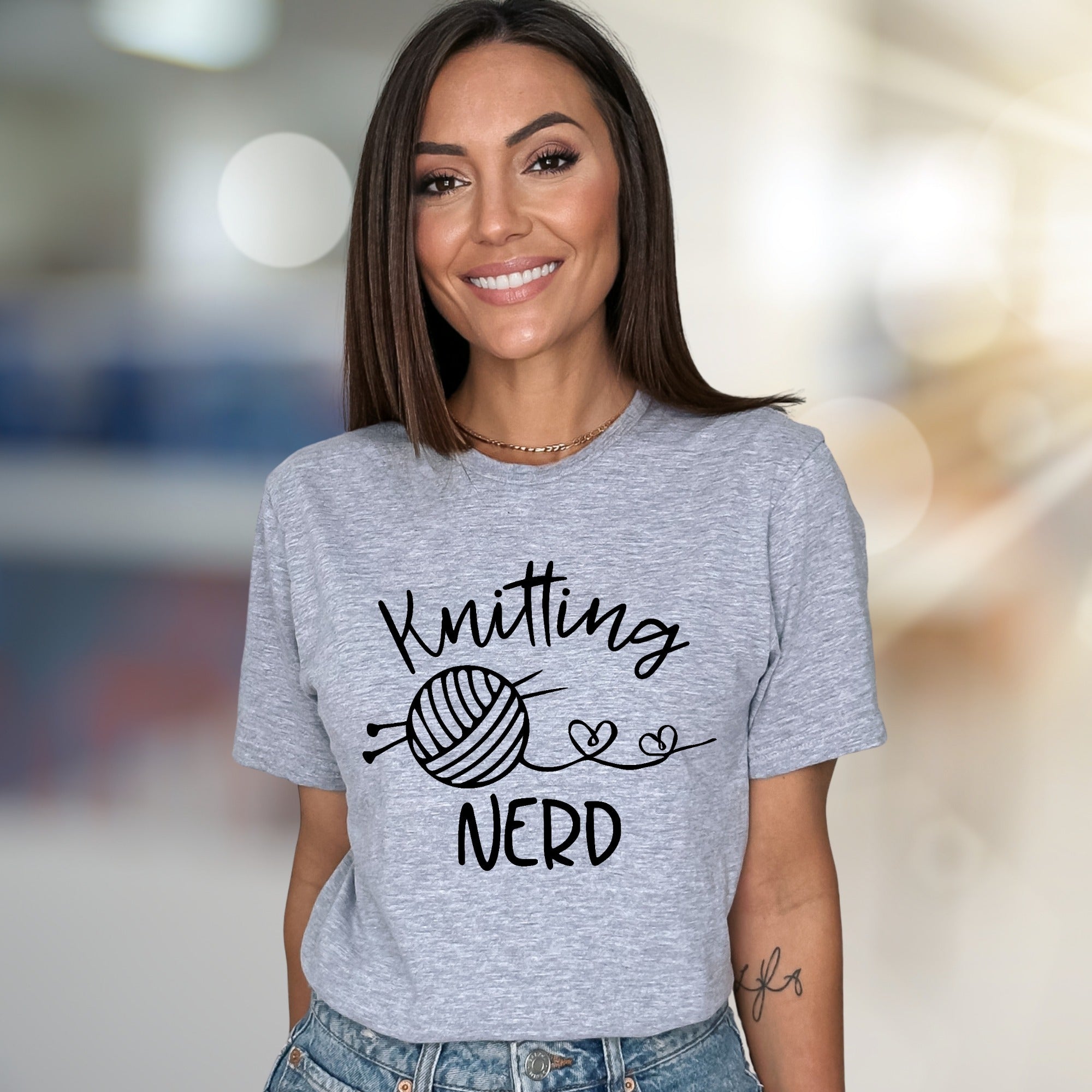 "Knitting NERD" Crafty Enthusiast Graphic Tee, a Hobbyist Pick for Makers