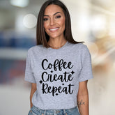 "Coffee Create Repeat" Creative Lifestyle Graphic Tee, a Daily Motivation Pick for Artists