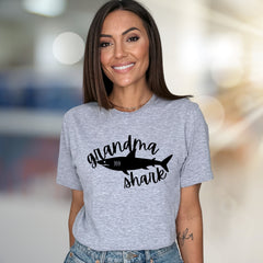 "Grandma Shark" Cute Ocean Theme Graphic Tee, a Family Fun Pick for Grandparents