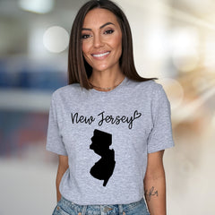 "New Jersey" State Outline Graphic Tee, a Hometown Pride Pick for Enthusiasts