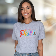 "Live With Pride" Rainbow Sparkle Graphic Tee, a Bold Statement for Everyone