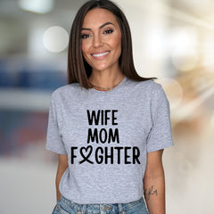 "WIFE MOM FIGHTER" Empowerment Graphic Tee, a Strength-Inspired Pick for Warriors