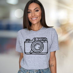 Minimalist Camera Outline Graphic Tee, A Photography Lover's Unisex Pick