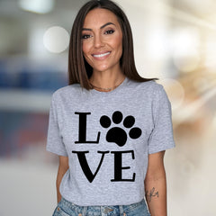 "LOVE" Paw Print Aesthetic Graphic Tee, a Pet Lover's Pick for Everyday Wear