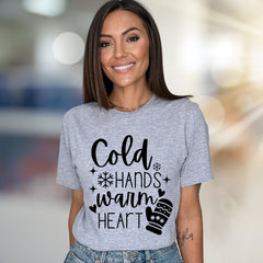 "Cold Hands Warm Heart" Winter Graphic Tee, a Cozy Pick for Holiday Enthusiasts