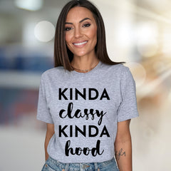 "KINDA Classy KINDA Hood" Vibe Graphic Tee, a Bold Statement for Modern Style
