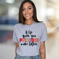 "If Life Gives You Potatoes Make Latkes" Funky Foodie Graphic Tee, a Quirky Kitchen Enthusiast Pick for Food Lovers