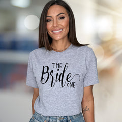 "The Bride One" Script Graphic Tee, a Bridal Party Pick for Engaged Women