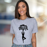 Zen Tree Pose Yoga Graphic Tee, A Spiritual Lifestyle Pick for Wellness Enthusiasts