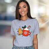 Gingerbread Hot Cocoa Graphic Tee, A Festive Comfort Pick for Holiday Enthusiasts