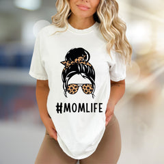 #MOMLIFE Messy Bun Leopard Graphic Tee, a Chic Mom-Life Pick for Everyday