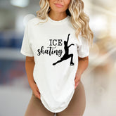“ICE Skating” Elegant Skater Graphic Tee, a Winter Sports Pick for Enthusiasts