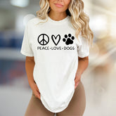 "Peace Love Dogs" Cute Pet Lover Graphic Tee, a Heartfelt Pick for Dog Lovers