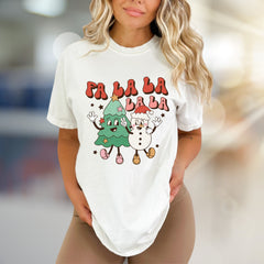 "Fa La La La La" Retro Holiday Graphic Tee, a Festive Pick for Christmas Enthusiasts