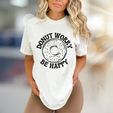 "Donut Worry Be Happy" Donut Graphic Tee, a Sweet Treat Pick for Optimists