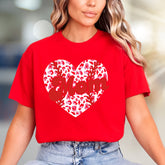 Mom Leopard Print Heart Baseball Graphic Tee, a Trendy Statement for Her