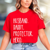 "Husband. Daddy. Protector. Hero." Father's Day Graphic Tee, a Family Love Pick for Dads