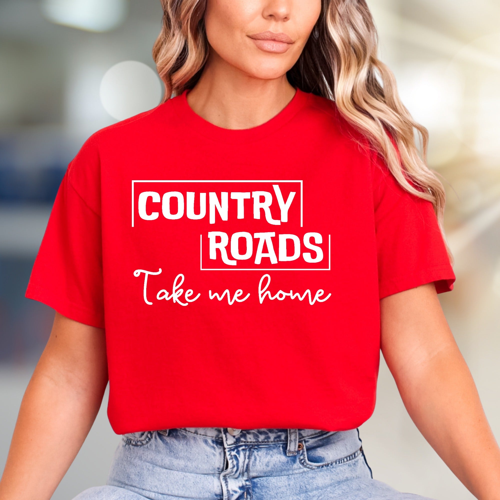 "COUNTRY ROADS Take me home" Rustic Graphic Tee, a Nostalgic Pick for Wanderers