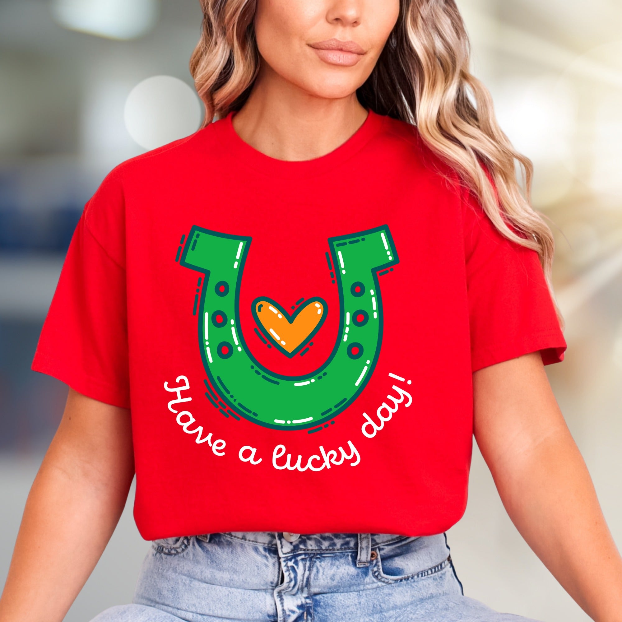 "Have a Lucky Day!" Horseshoe Graphic Tee, a St. Patrick's Day Pick for Everyone