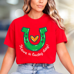 "Have a Lucky Day!" Horseshoe Graphic Tee, a St. Patrick's Day Pick for Everyone