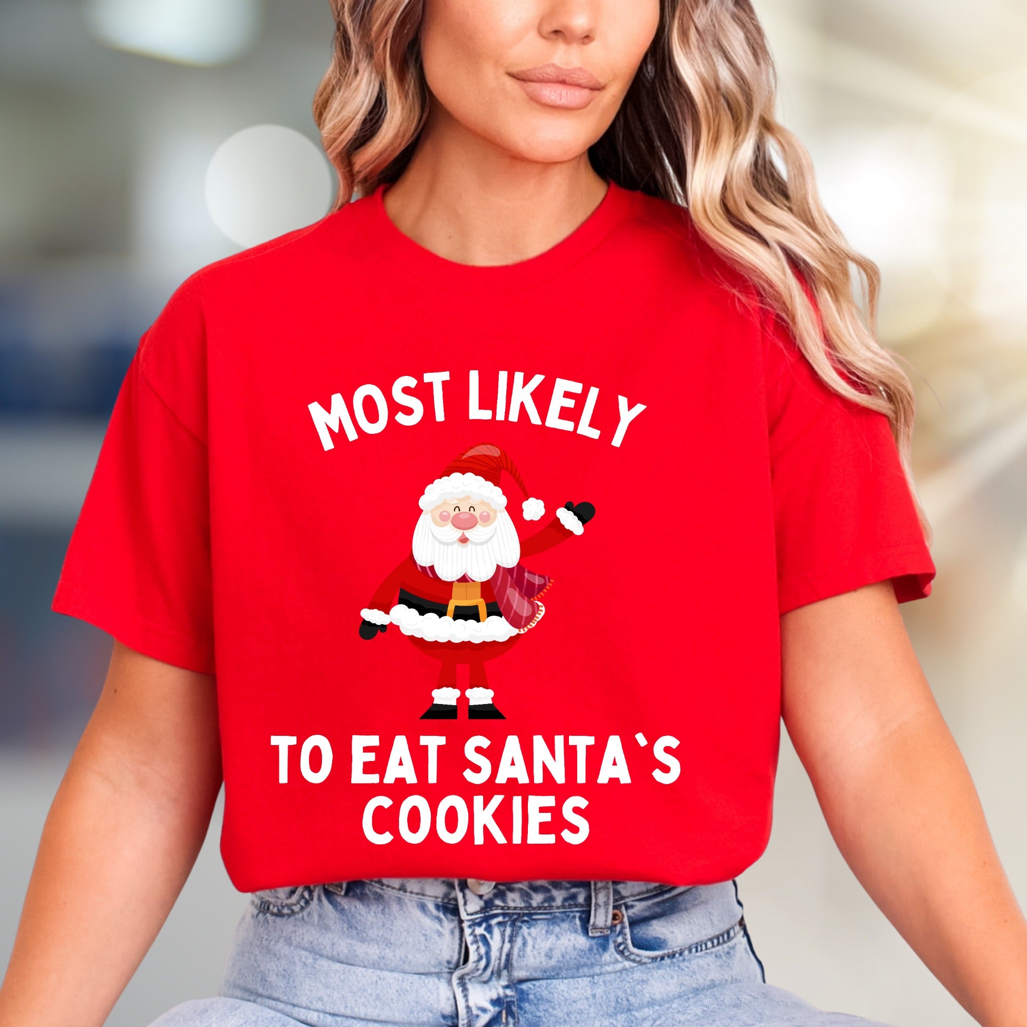 "Most Likely To Eat Santa's Cookies" Holiday Graphic Tee, A Festive Christmas Pick for Cookie Lovers