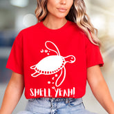 "SHELL YEAH!" Cheerful Sea Turtle Graphic Tee, a Nature-Loving Pick for Ocean Enthusiasts