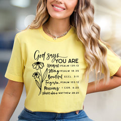 "God Says You Are" Affirmation Graphic Tee, an Uplifting Pick for Believers