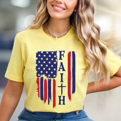 "FAITH" American Flag Graphic Tee, a Patriotic Expression for Believers