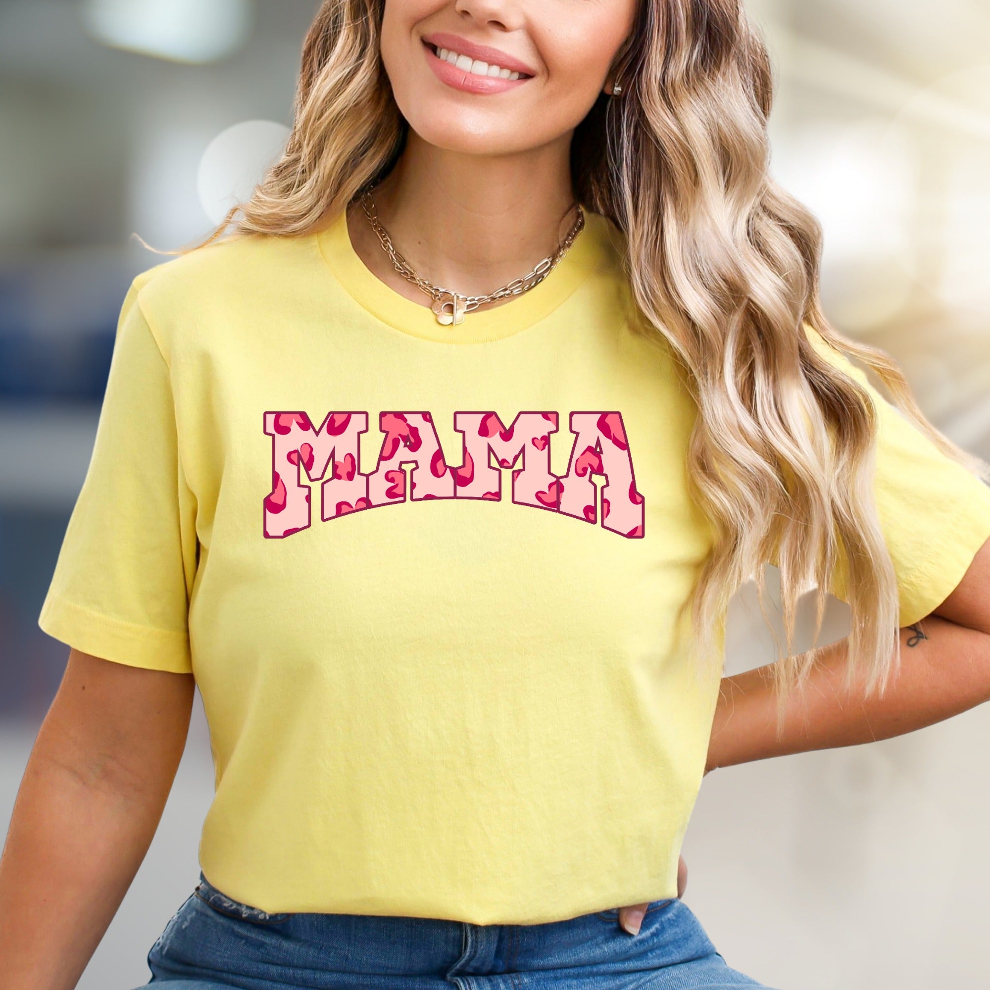 "MAMA" Pink Camo Lettering Graphic Tee, a Loving Pick for Moms