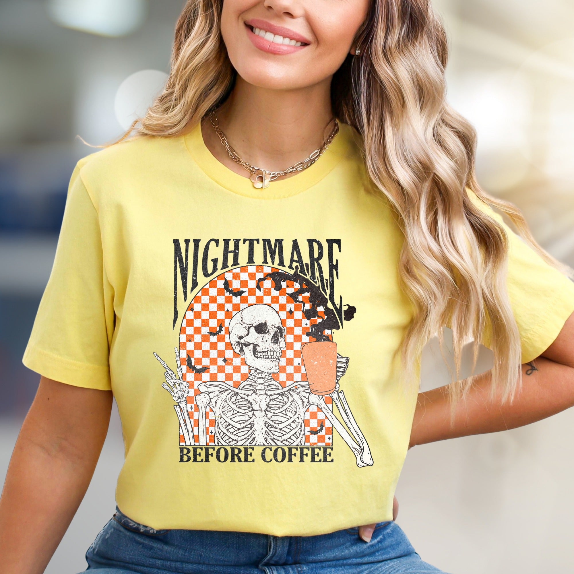 Nightmare Before Coffee Skeleton Graphic Tee, A Spooky Coffee Lover's Pick