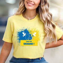 "Peace for Ukraine!" Splatter Peace Tee, a Statement Piece for Advocates