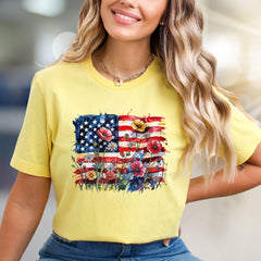 Floral America Graphic Tee, a Patriotic Art Pick for Everyone