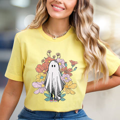 Floral Ghost Aesthetic Graphic Tee, a Whimsical Pick for Halloween & Beyond