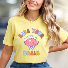 "Kiss Your Brain" Whimsical Brain Graphic Tee, a Self-Care Pick for Everyone