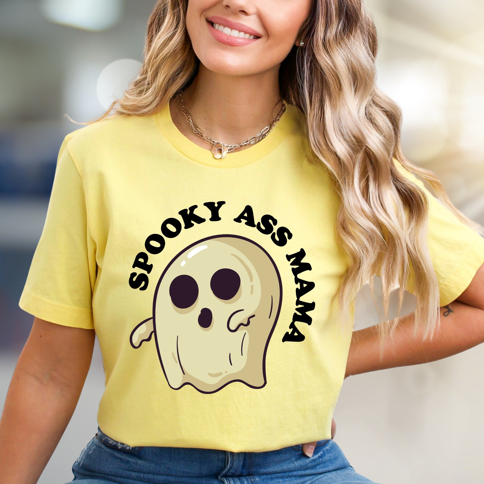 "SPOOKY ASS MAMA" Ghost Graphic Tee, a Quirky Halloween Pick for Moms