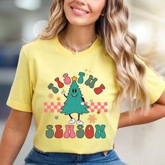 "Tis The Season" Retro Christmas Tree Graphic Tee, a Festive Holiday Pick for Enthusiasts