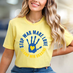 "STOP WAR MAKE LOVE STAND WIN UKRAINE" Solidarity Graphic Tee, a Statement Piece for Advocates