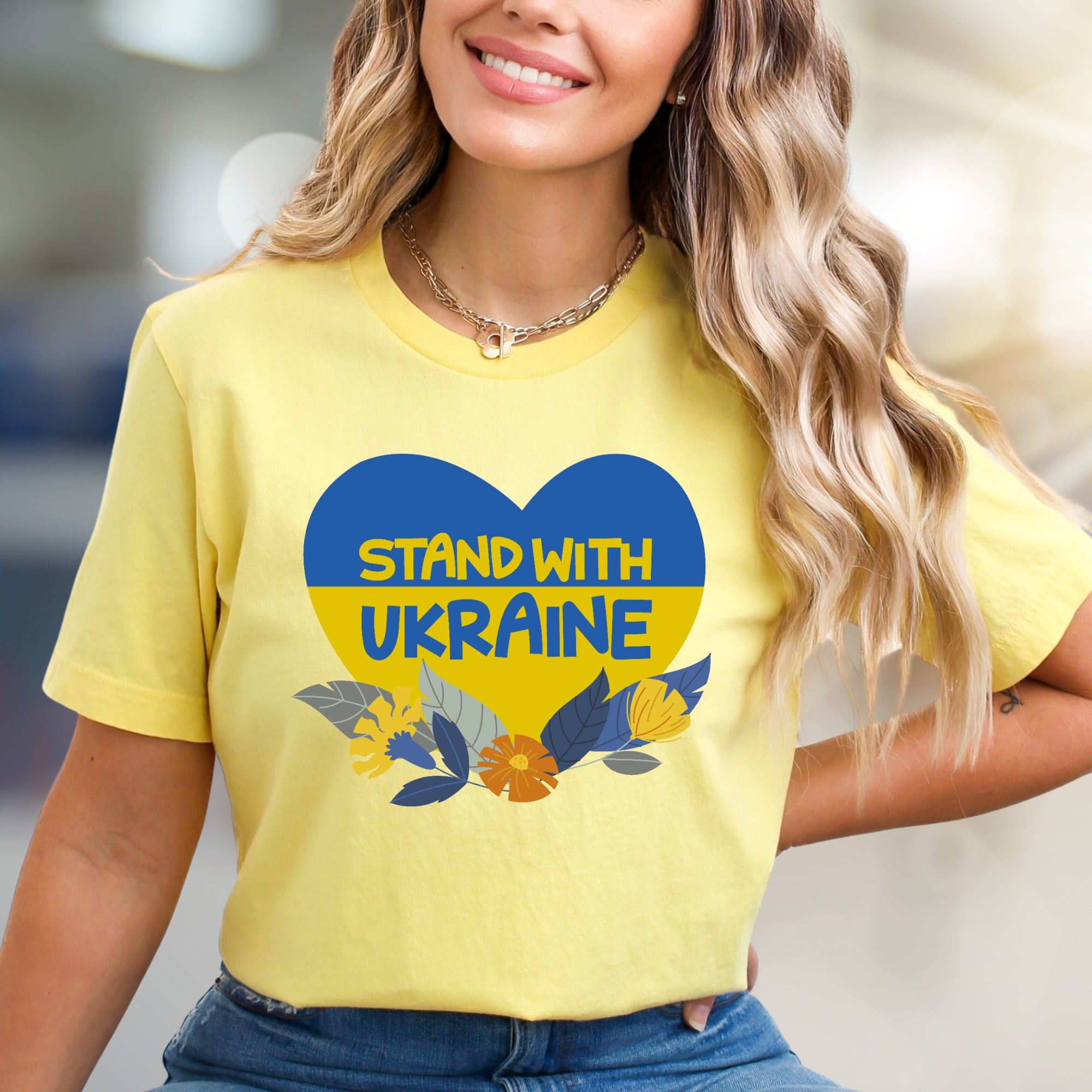 "Stand With Ukraine" Patriot Heart Tee, a Supportive Graphic Pick for Advocates