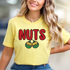 "NUTS" Holiday Balls Graphic Tee, a Festive Pick for Humor Enthusiasts