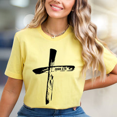 "JOHN 3:16" Brushstroke Cross Graphic Tee, a Faith-Inspired Pick for Believers